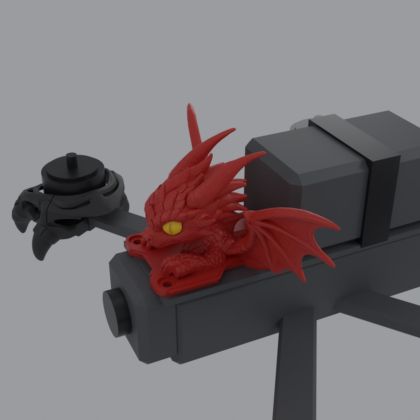 Dragão vermelho de TPU no lugar da barbatana do iFlight Nazgul Evoque F5 V2, com as garras nos motores